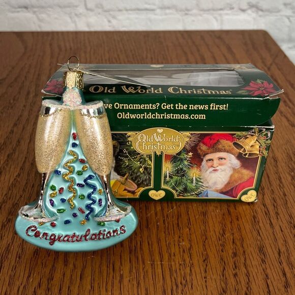 Old World Christmas Other - Old World Christmas “Congratulations” Champagne Glasses & confetti Ornament NWT